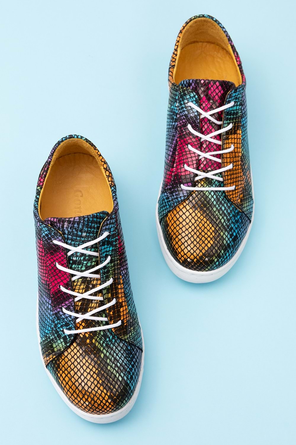 Gondol Kadın Hakiki Deri Desen Detaylı Günlük Rahat Ayakkabı gnd.109 - Alaca - 40