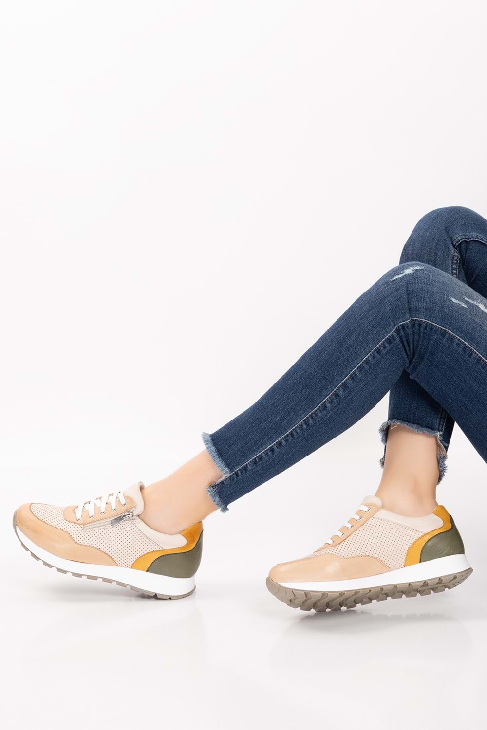 Gondol Içi Dışı Hakiki Deri Anatomik Taban Spor Ayakkabı gnd.20578 - Bej - 41