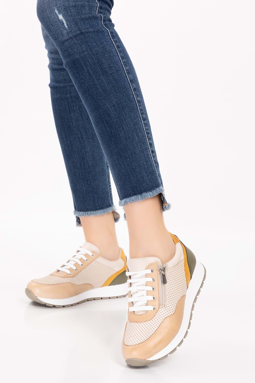 Gondol Içi Dışı Hakiki Deri Anatomik Taban Spor Ayakkabı gnd.20578 - Bej - 41