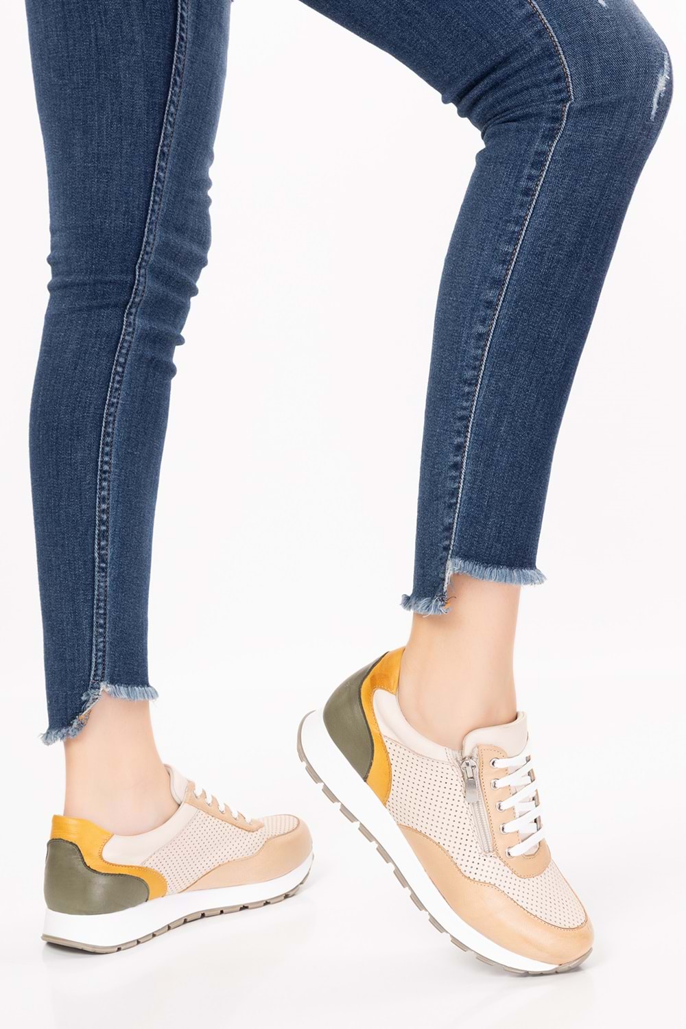 Gondol Içi Dışı Hakiki Deri Anatomik Taban Spor Ayakkabı gnd.20578 - Bej - 41