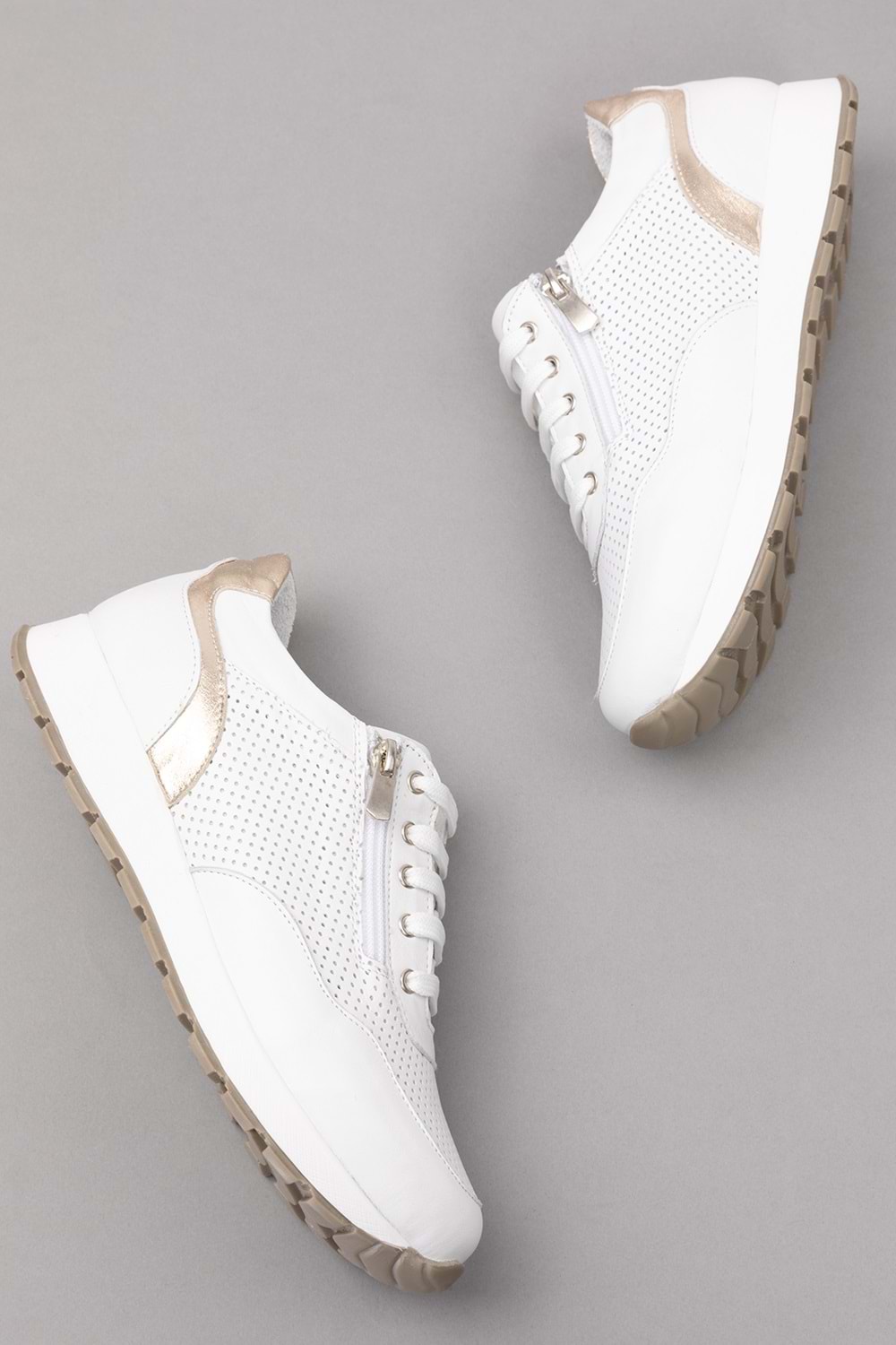 Gondol Içi Dışı Hakiki Deri Anatomik Taban Spor Ayakkabı gnd.20578 - Beyaz - 36