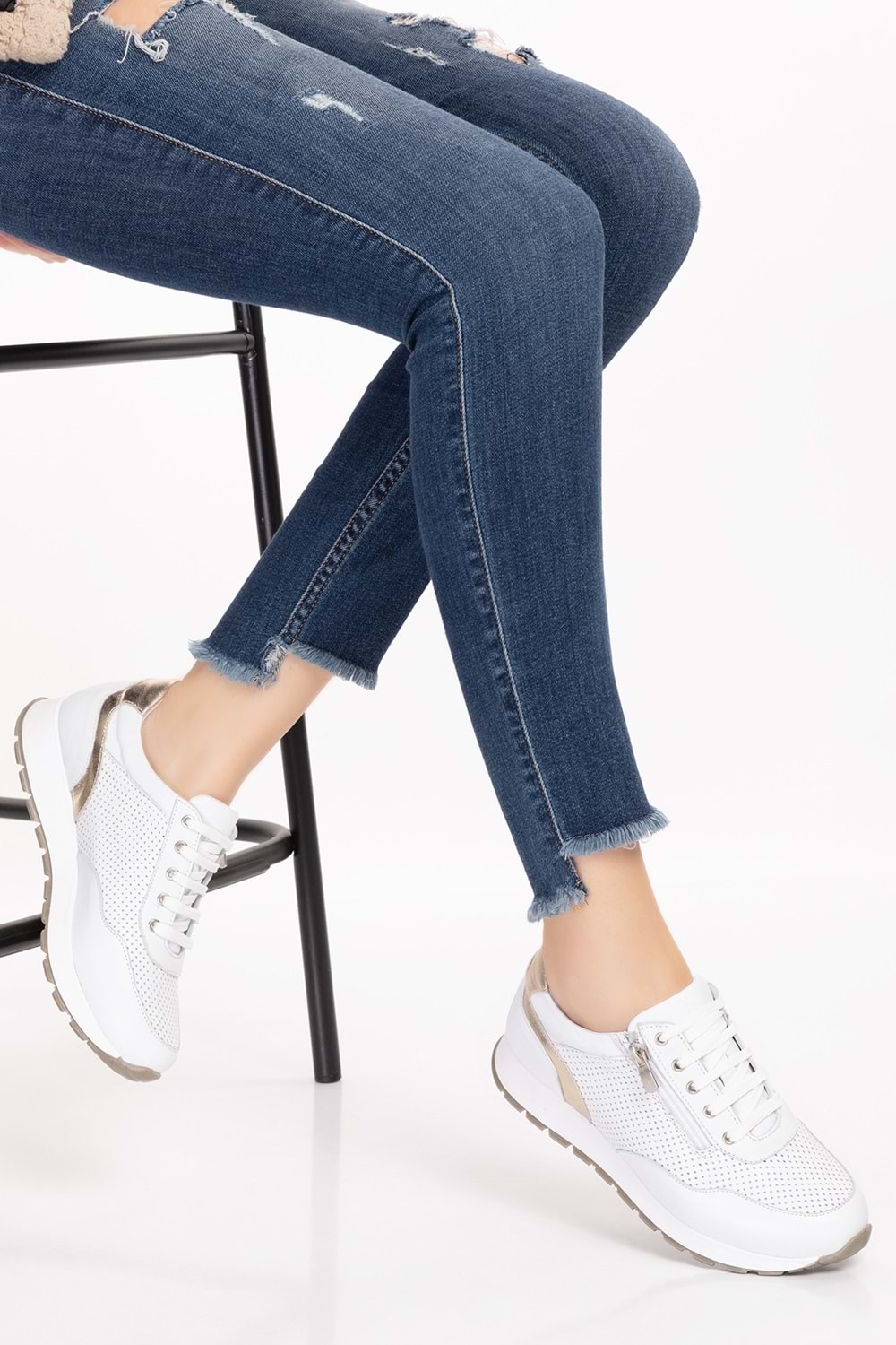 Gondol Içi Dışı Hakiki Deri Anatomik Taban Spor Ayakkabı gnd.20578 - Beyaz - 36