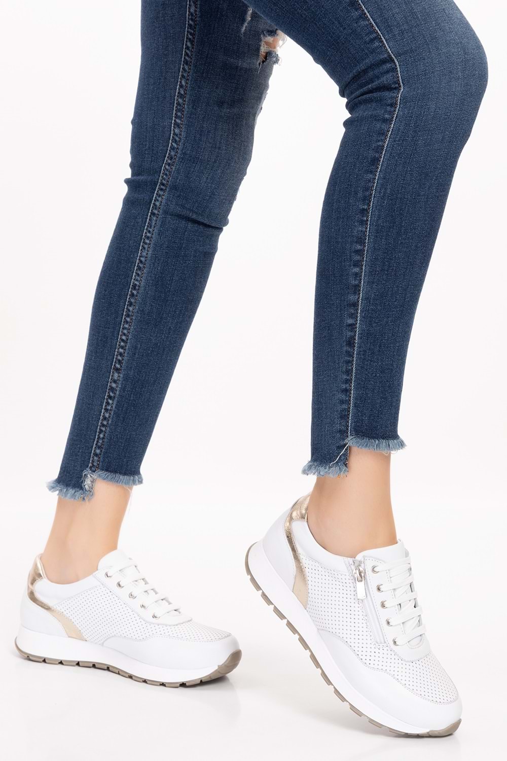 Gondol Içi Dışı Hakiki Deri Anatomik Taban Spor Ayakkabı gnd.20578 - Beyaz - 36