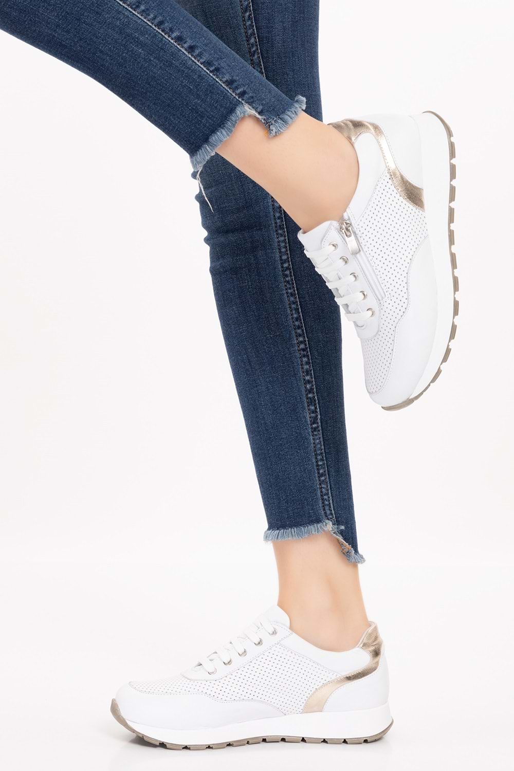 Gondol Içi Dışı Hakiki Deri Anatomik Taban Spor Ayakkabı gnd.20578 - Beyaz - 36