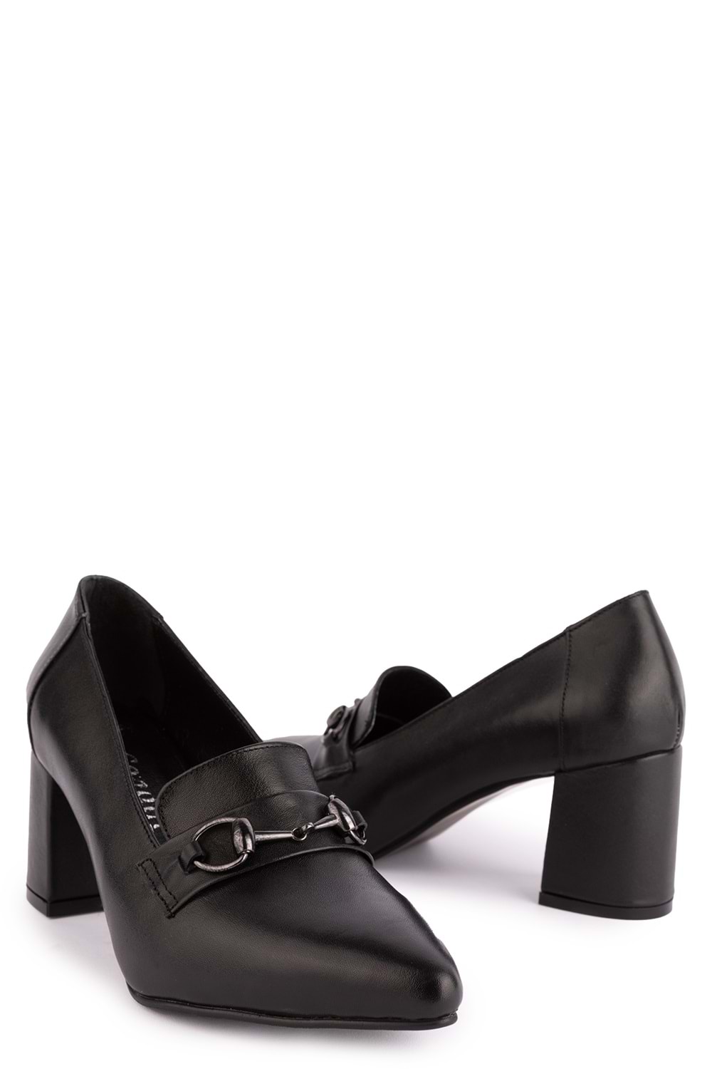 Gondol Kadın Hakiki Deri Klasik Topuklu Toka Detaylı Ayakkabı şhn.956 - Siyah - 36