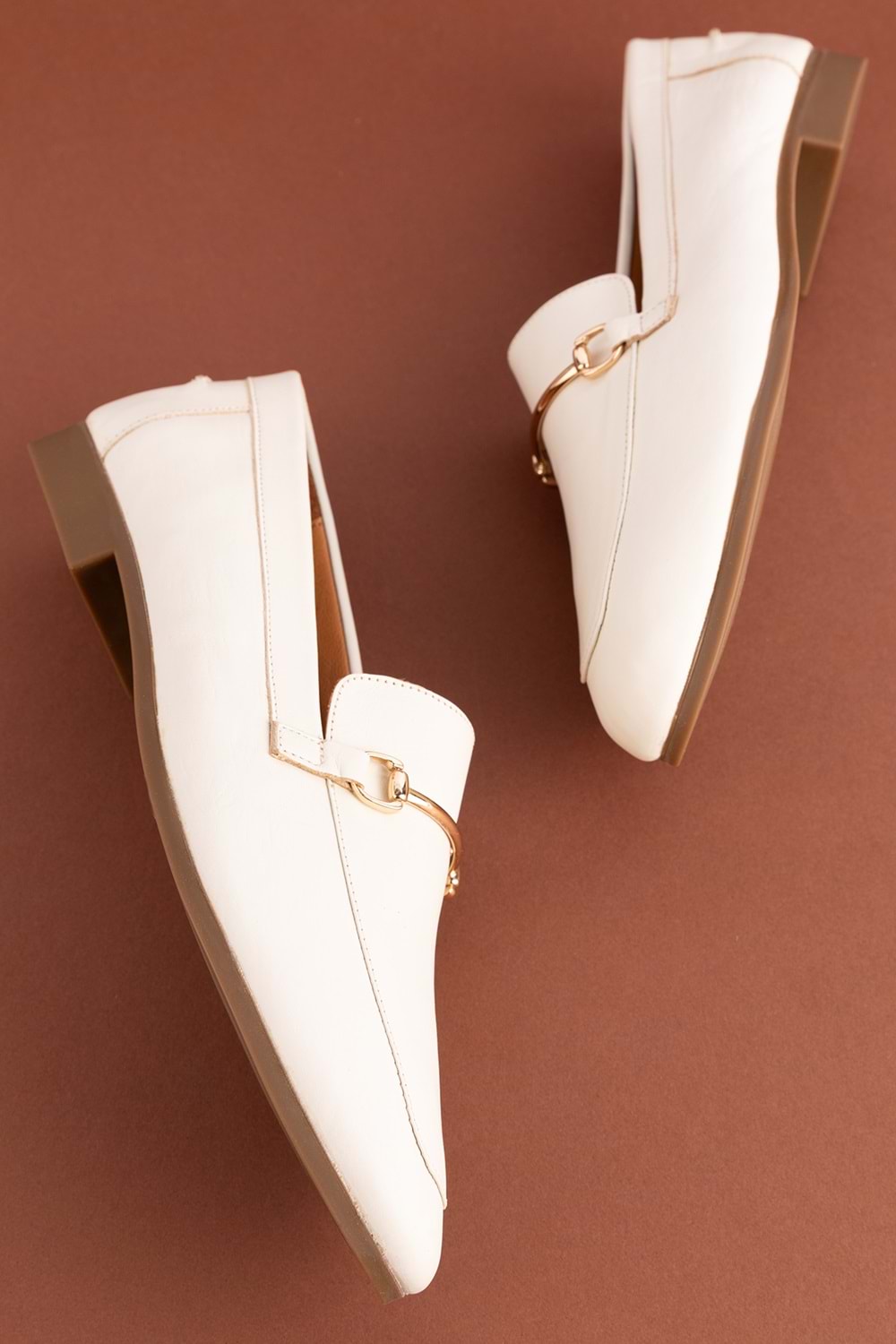 Gondol Hakiki Deri Kadın Babet tzr.23101 - Kemik - 36