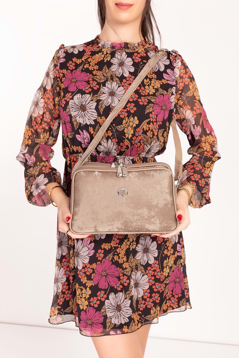 Gondol Kadın Günlük Çapraz Omuz Çantası gp.1327 - Vizon - TEK EBAT