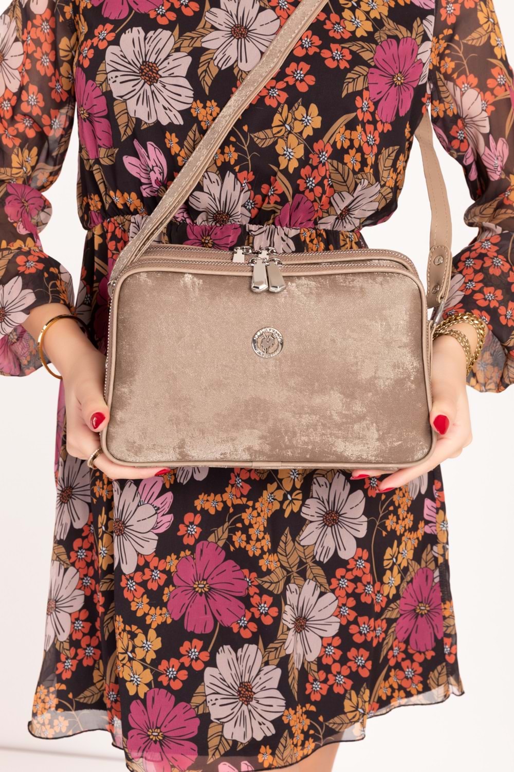 Gondol Kadın Günlük Çapraz Omuz Çantası gp.1327 - Vizon - TEK EBAT