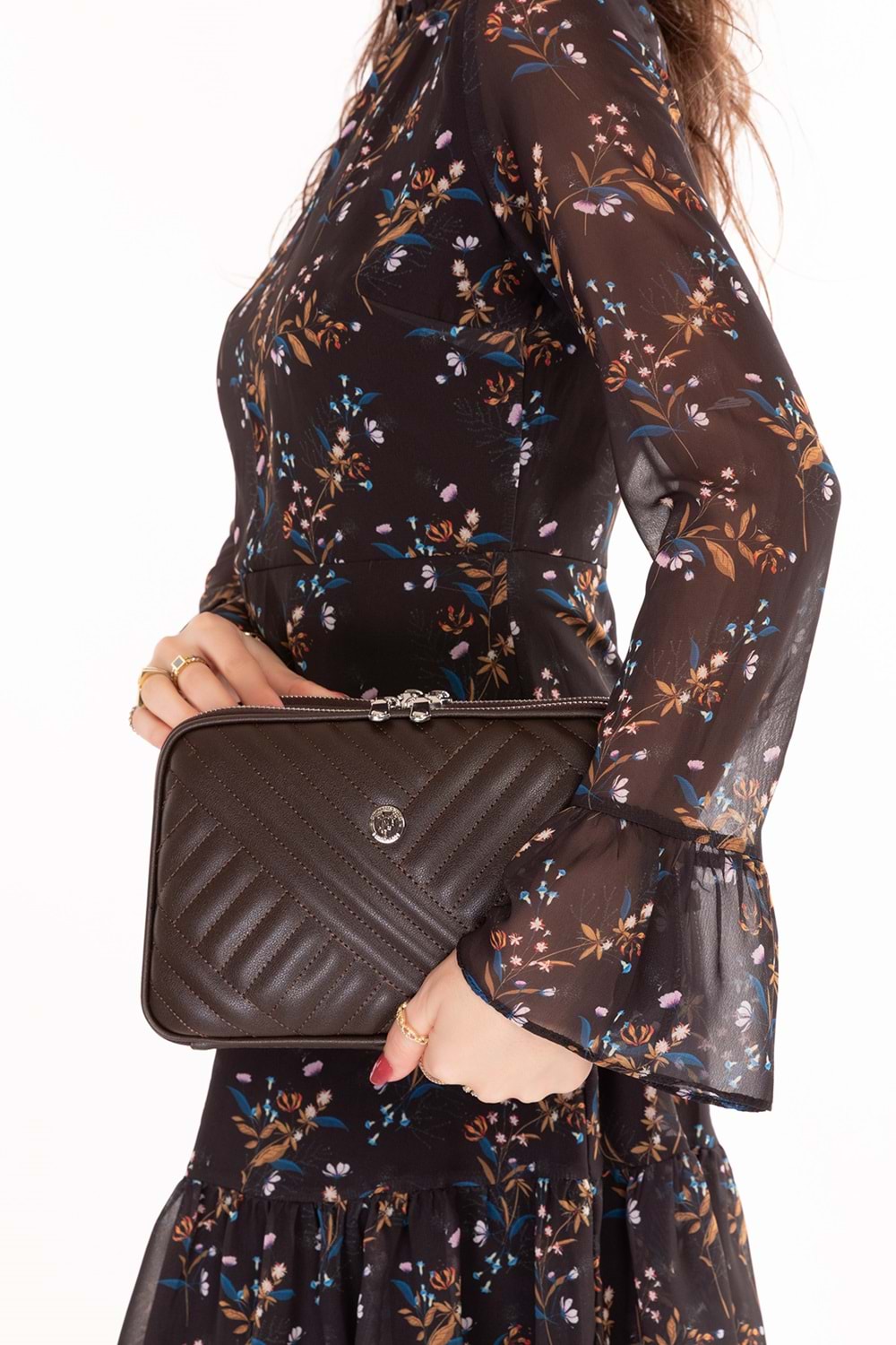 Gondol Kadın Günlük Çapraz Omuz Çantası gp.1327 - Kahve Kapitone - TEK EBAT