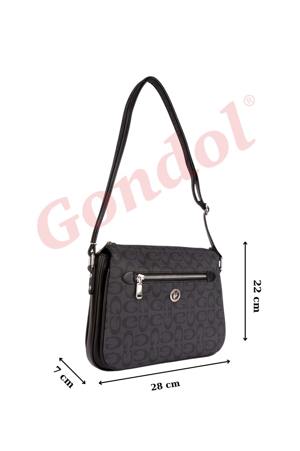 Gondol Kadın Günlük Çapraz Omuz Çantası gp.1420 - Siyah Flötr