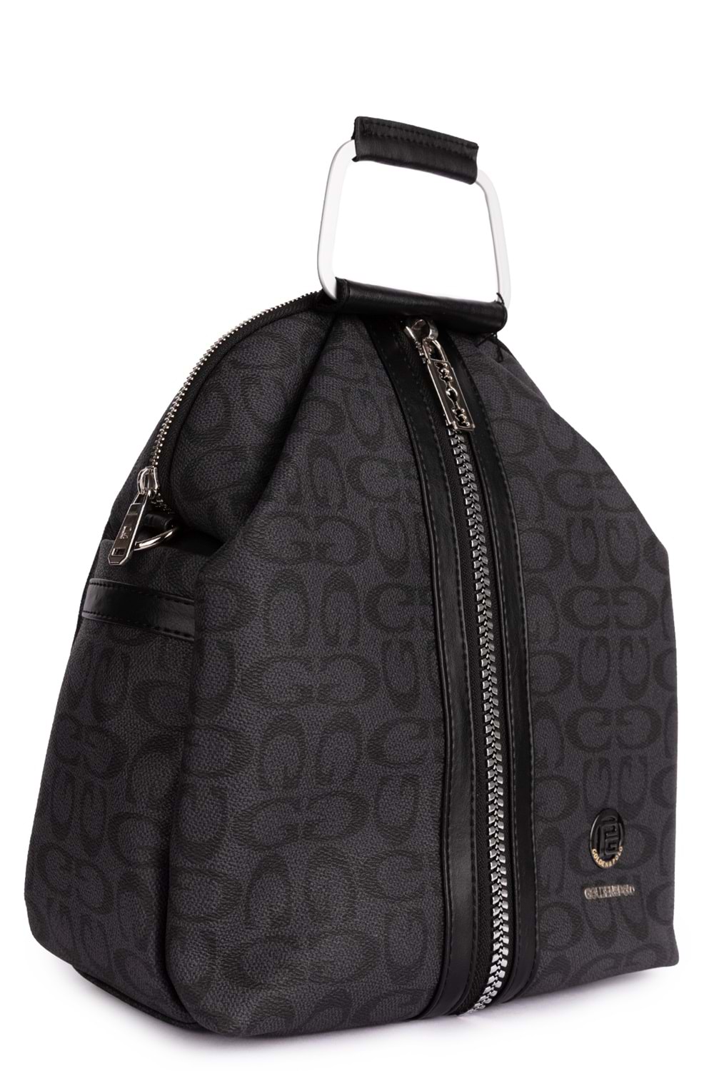 Gondol Kadın Metal Saplı Günlük Şık El ve Sırt Çantası gp.1110 - Siyah Yazı