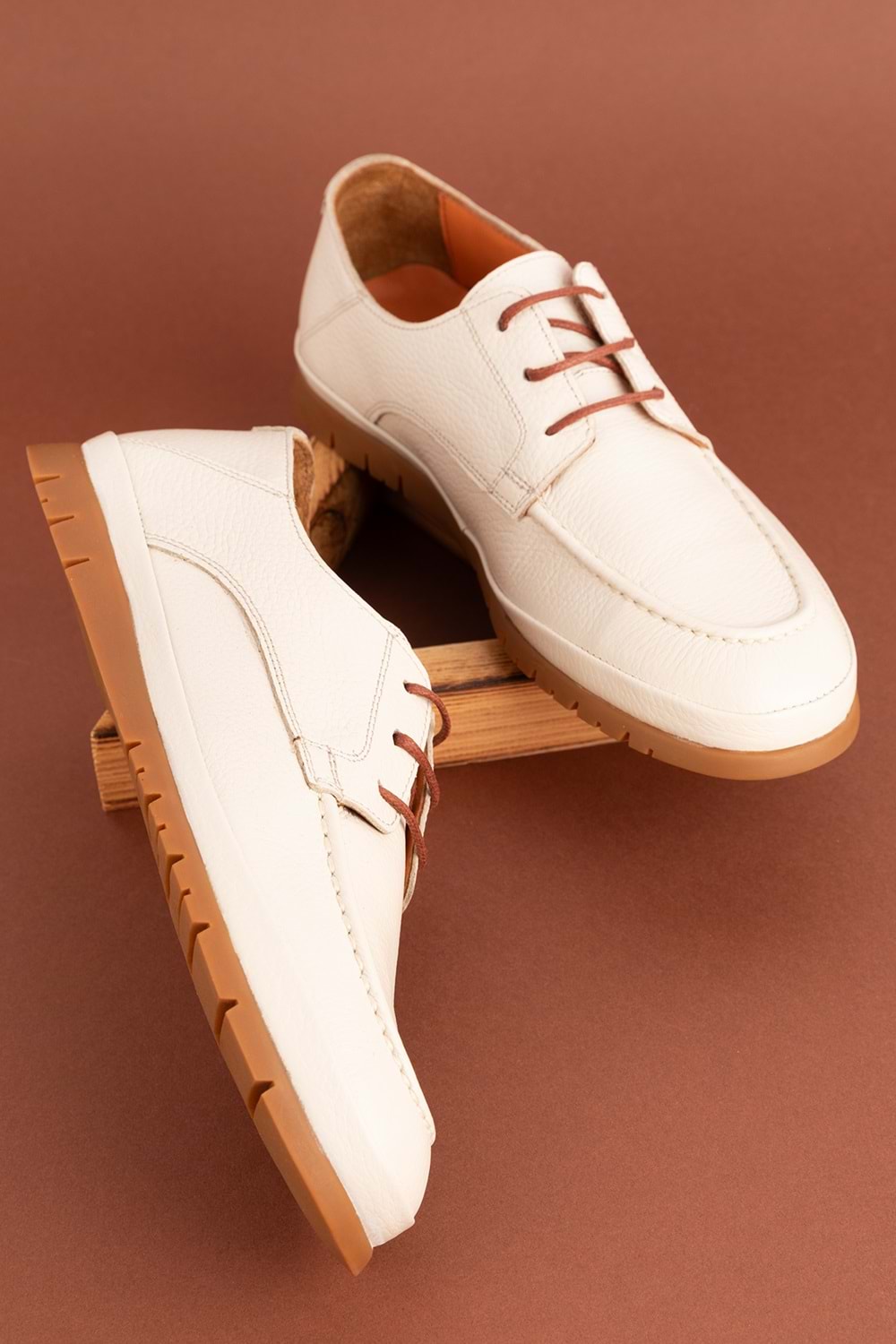 Gondol Içi Dışı Hakiki Deri Hafif Günlük Rahat Ayakkabı src.808 - Bej - 40