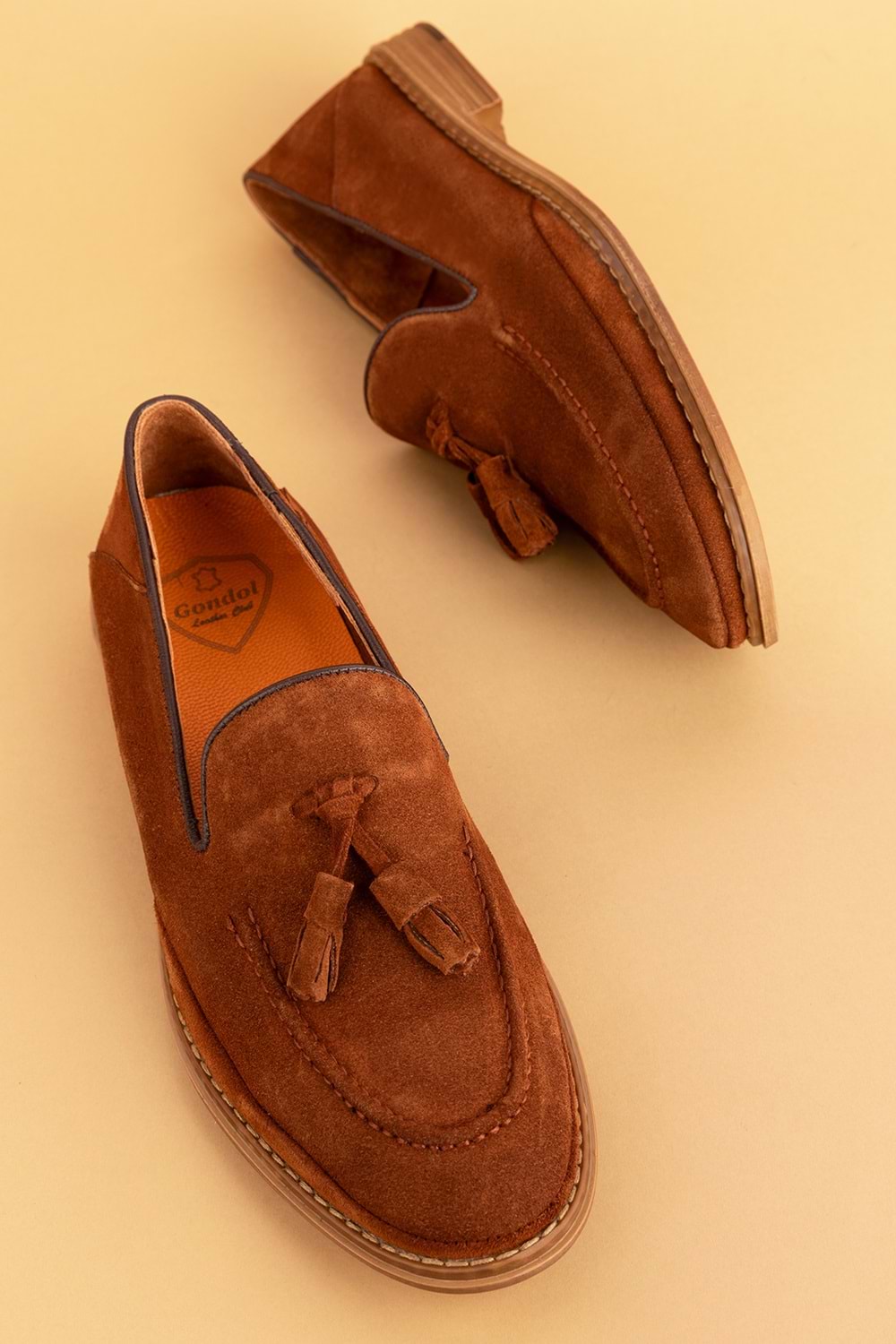 Gondol Içi Dışı Hakiki Deri Hafif Günlük Rahat Ayakkabı src.851 - Taba Süet - 40