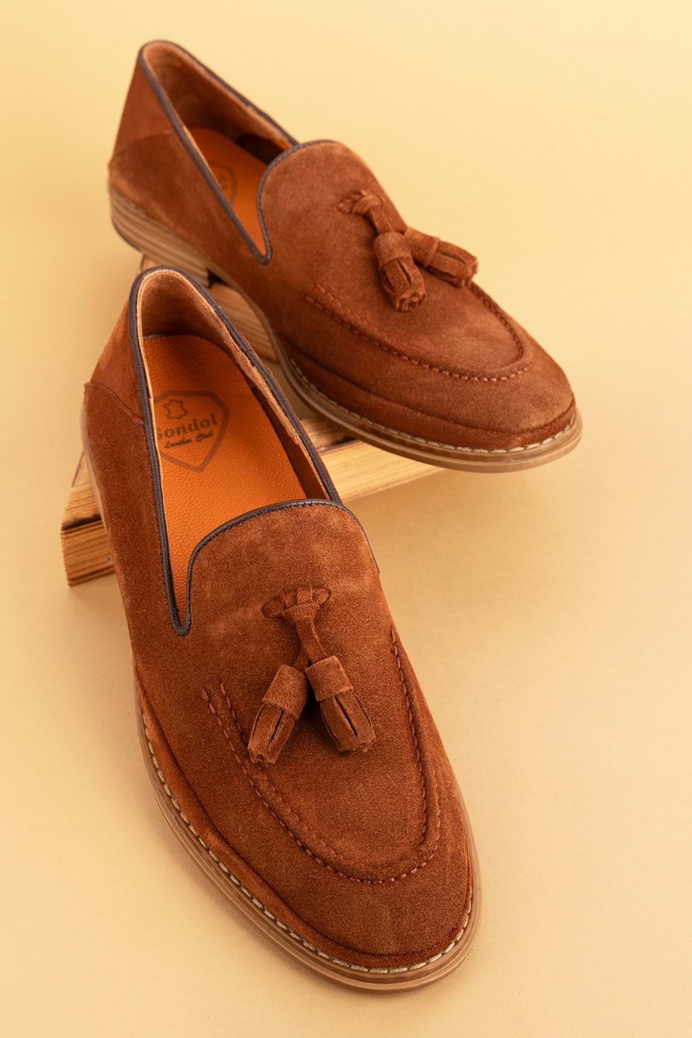 Gondol Içi Dışı Hakiki Deri Hafif Günlük Rahat Ayakkabı src.851 - Taba Süet - 40