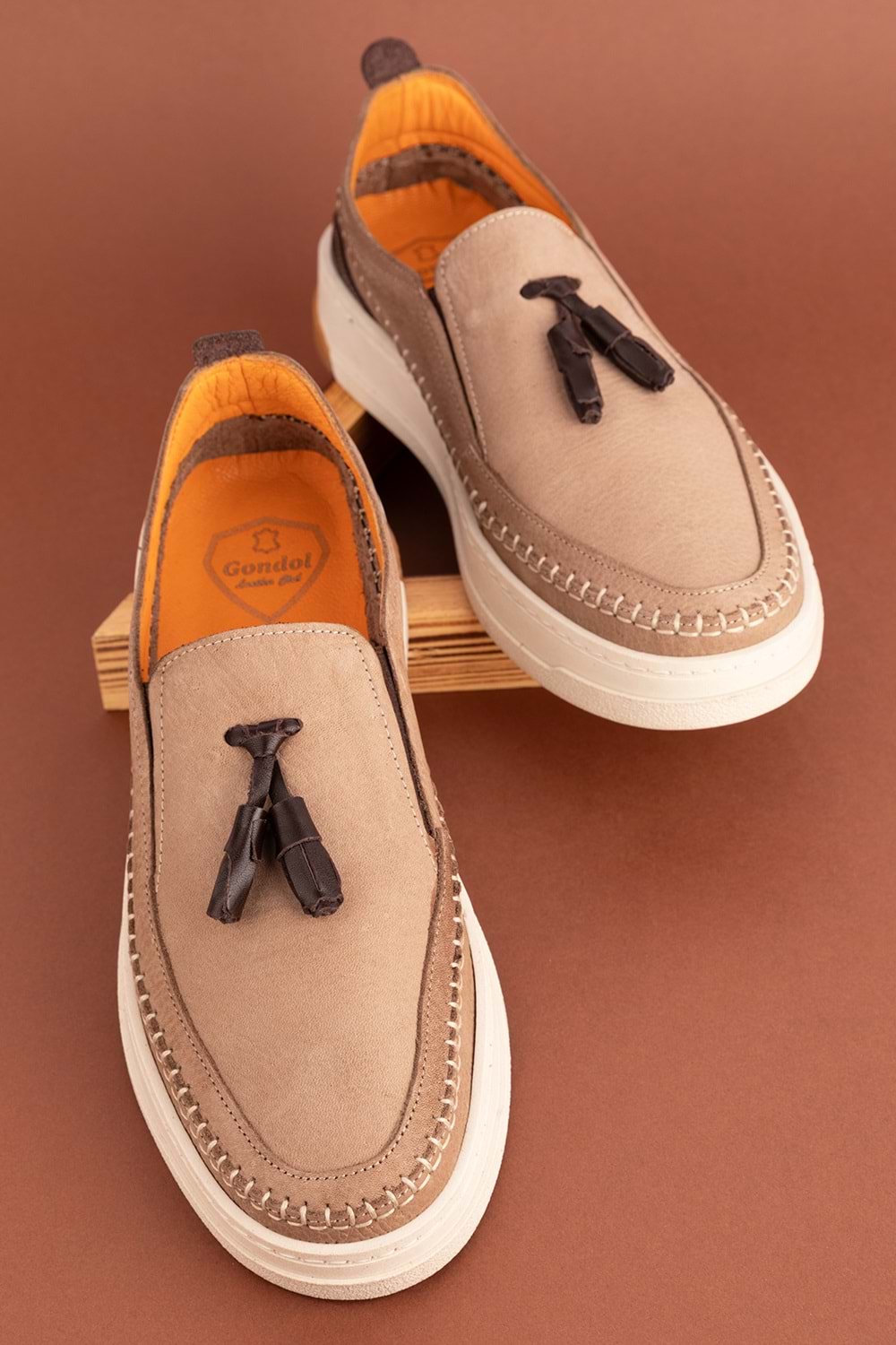 Gondol Içi Dışı Hakiki Deri Hafif Günlük Rahat Ayakkabı src.322 - Kum - 40