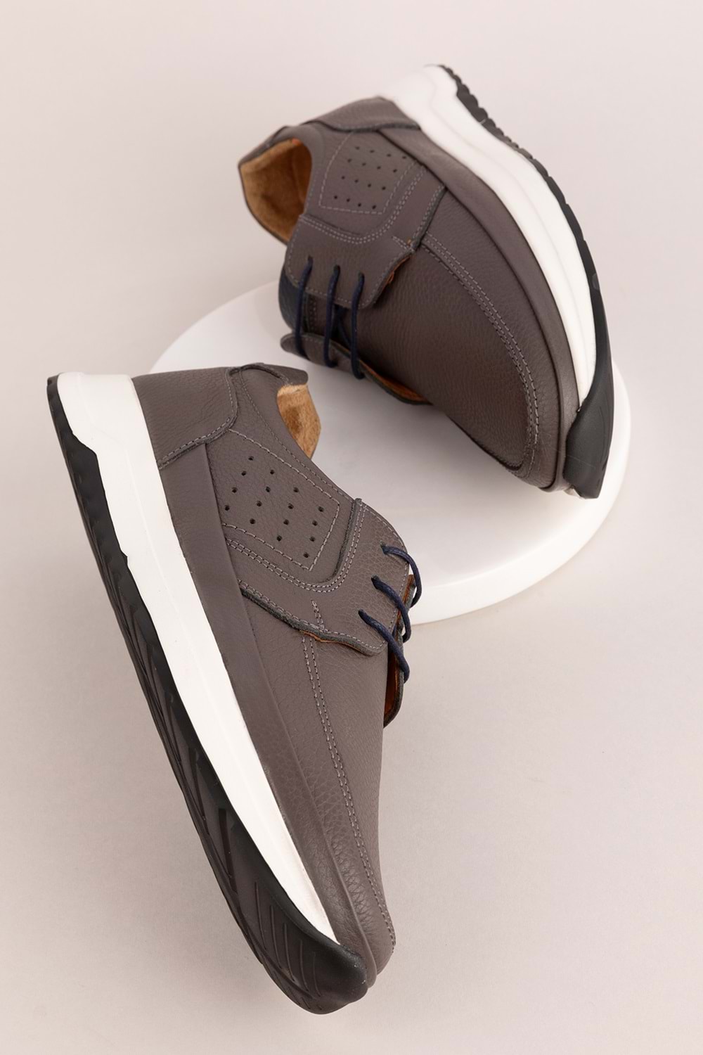 Gondol Içi Dışı Hakiki Deri Günlük Rahat Hafif Ayakkabı src.455 - Gri - 43