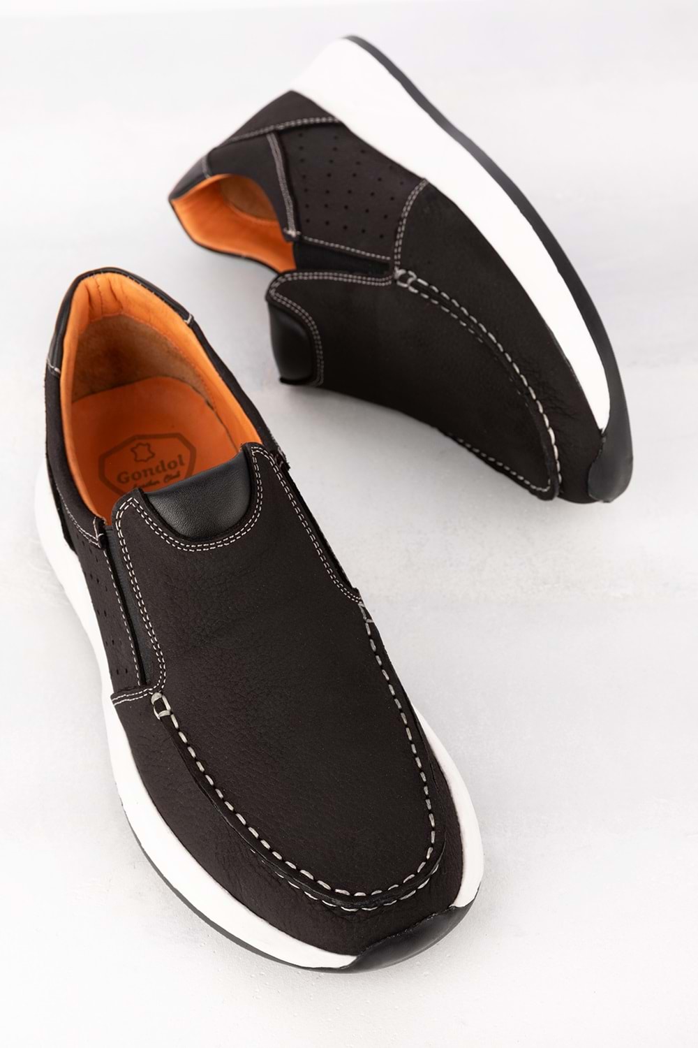 Gondol Içi Dışı Hakiki Deri Günlük Rahat Hafif Ayakkabı src.609 - Siyah Nubuk - 40