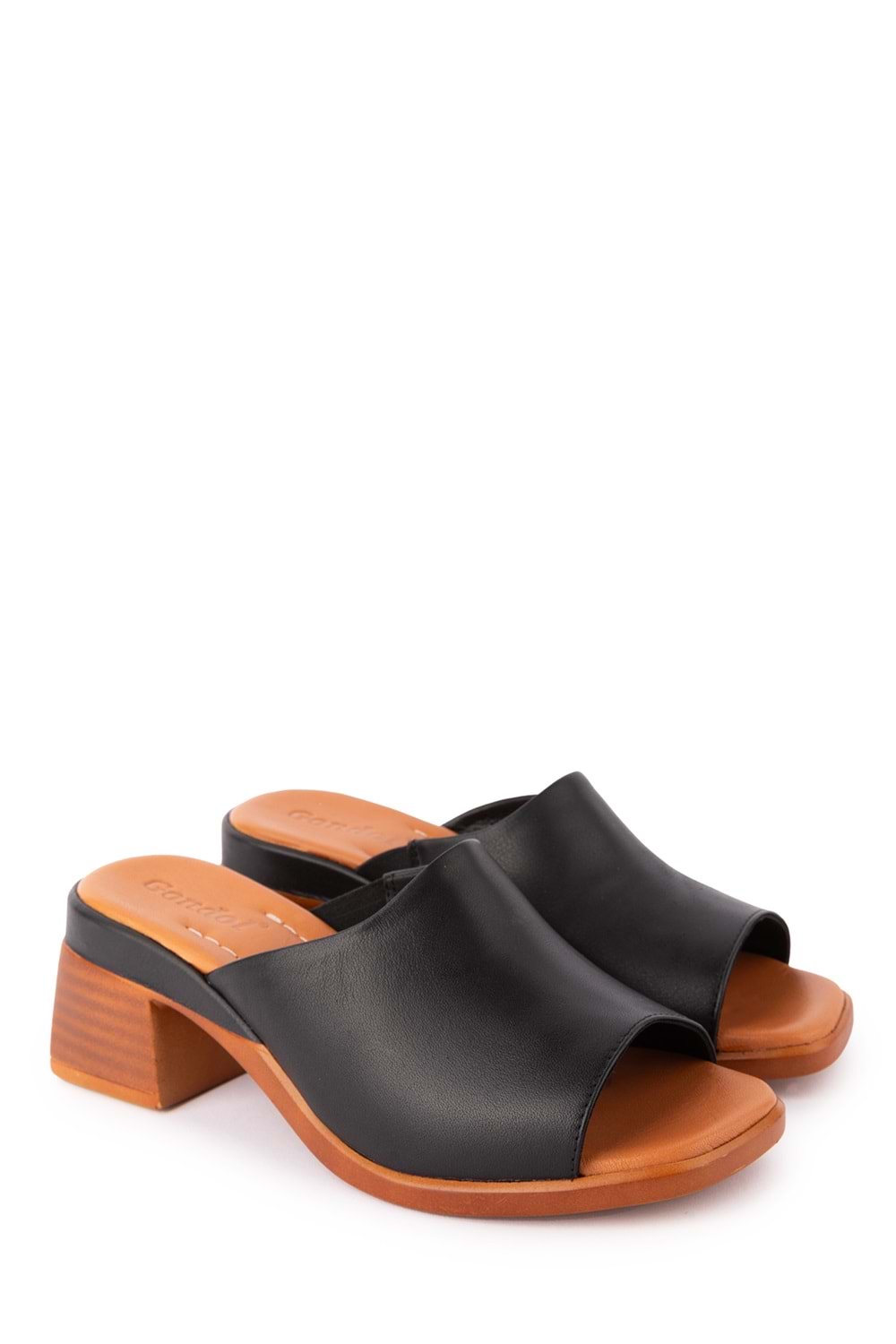 Gondol Kadın Hakiki Deri Orta Topuklu Günlük Şık Terlik iz.12109 - Siyah - 36