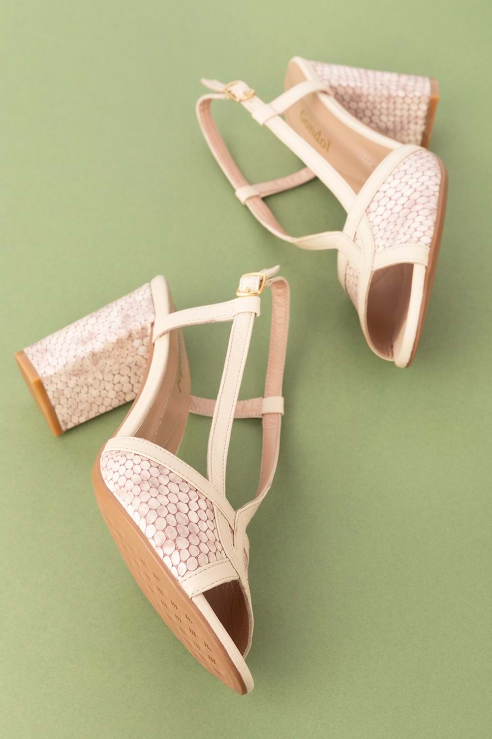 Gondol Kadın Hakiki Deri Şık Topuklu Ayakkabı ast.6157 - Bej Yılan - 40