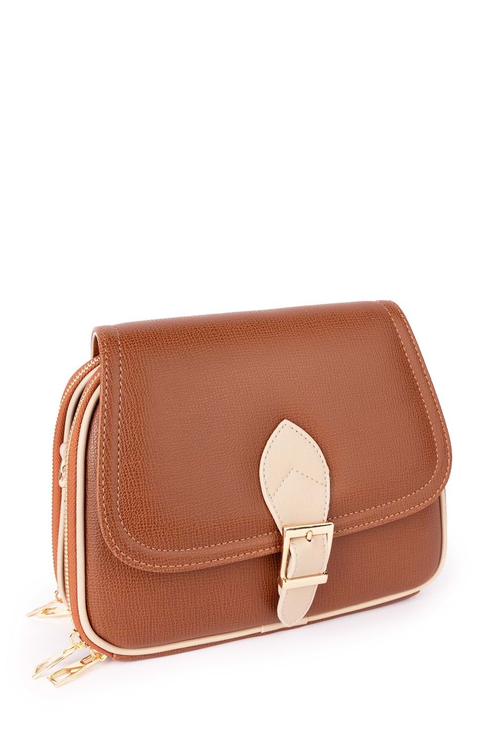 Gondol Kadın Çift Bölmeli Şık Günlük Çanta ald.1406 - Taba