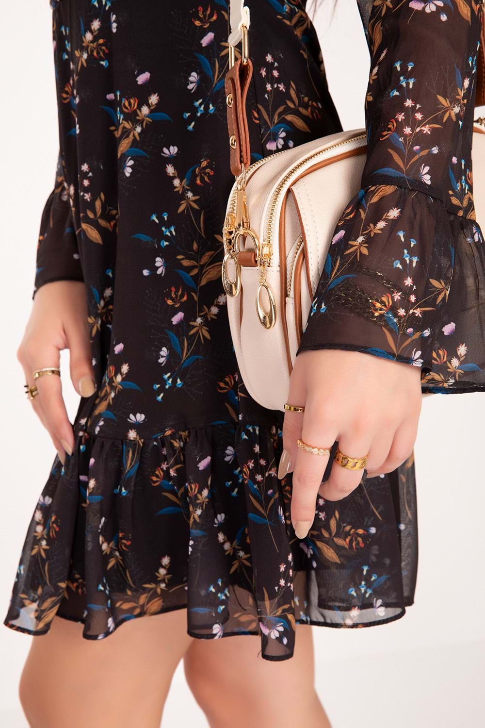 Gondol Kadın Çift Bölmeli Şık Günlük Çanta ald.1407 - Bej