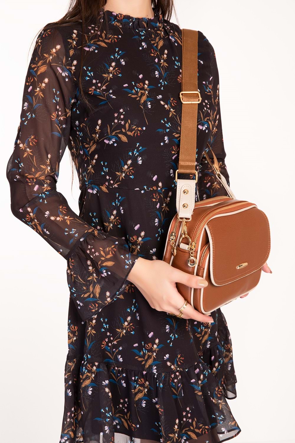 Gondol Kadın Çift Bölmeli Şık Günlük Çanta ald.1407 - Taba - TEK EBAT