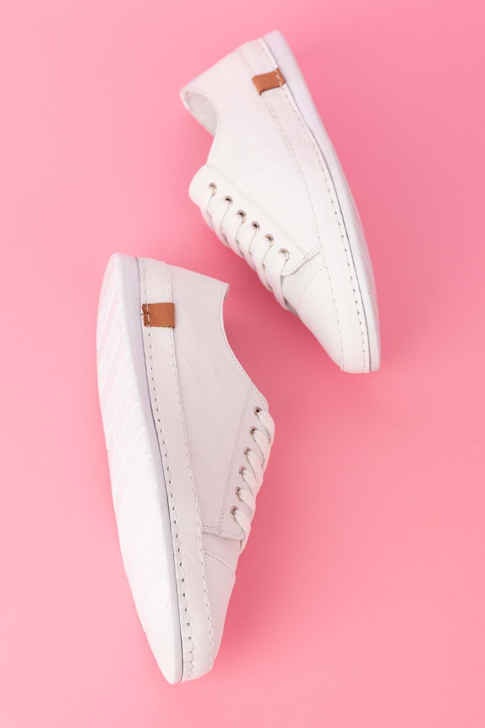 Gondol Içi Dışı Hakiki Deri Hafif Converse Tarz Ayakkabı usl.2136 - Beyaz - 40