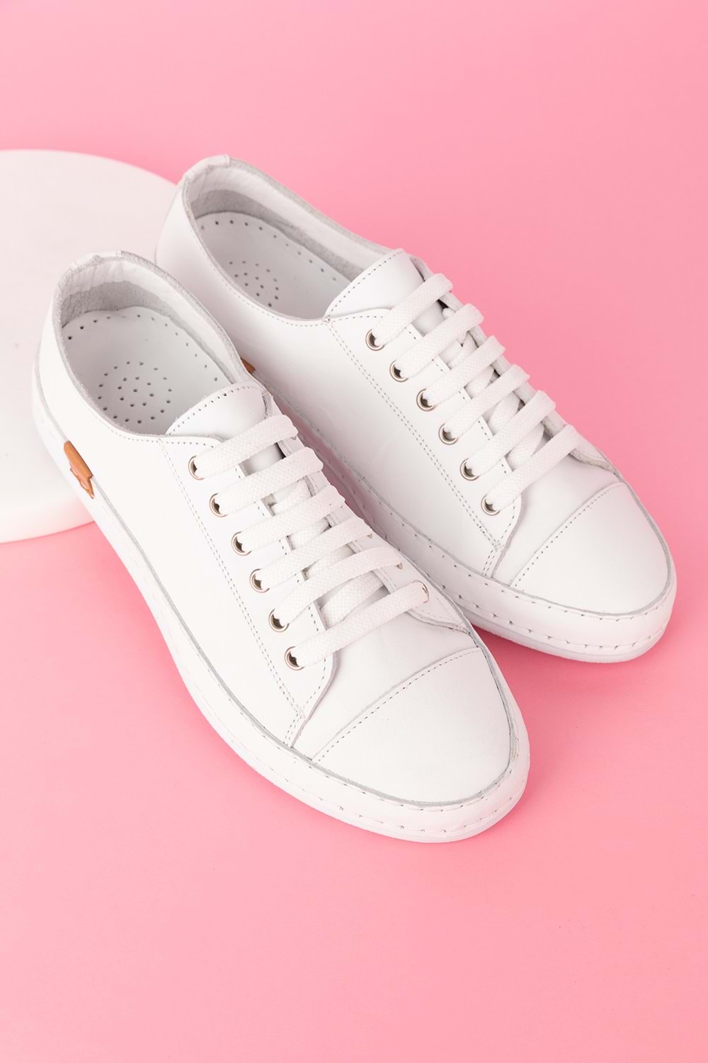 Gondol Içi Dışı Hakiki Deri Hafif Converse Tarz Ayakkabı usl.2136 - Beyaz - 40
