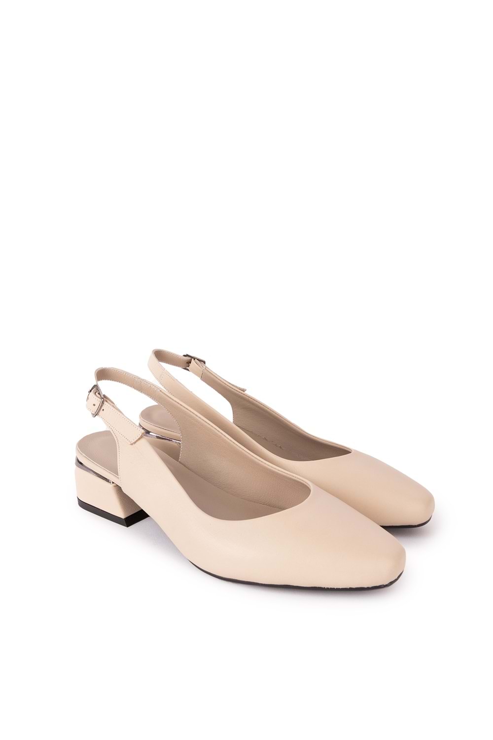 Gondol Hakiki Deri Kısa Topuklu Ayakkabı vdt.08 - Bej - 39