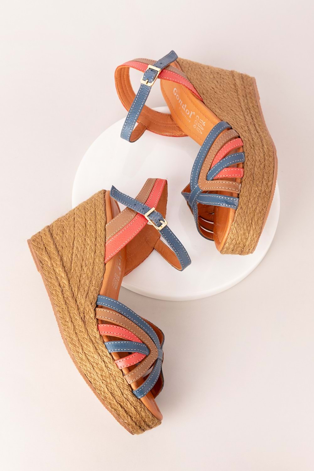 Gondol Kadın Hakiki Deri Dolgu Topuk Platform Sandalet ell.4389 - Multi - 41