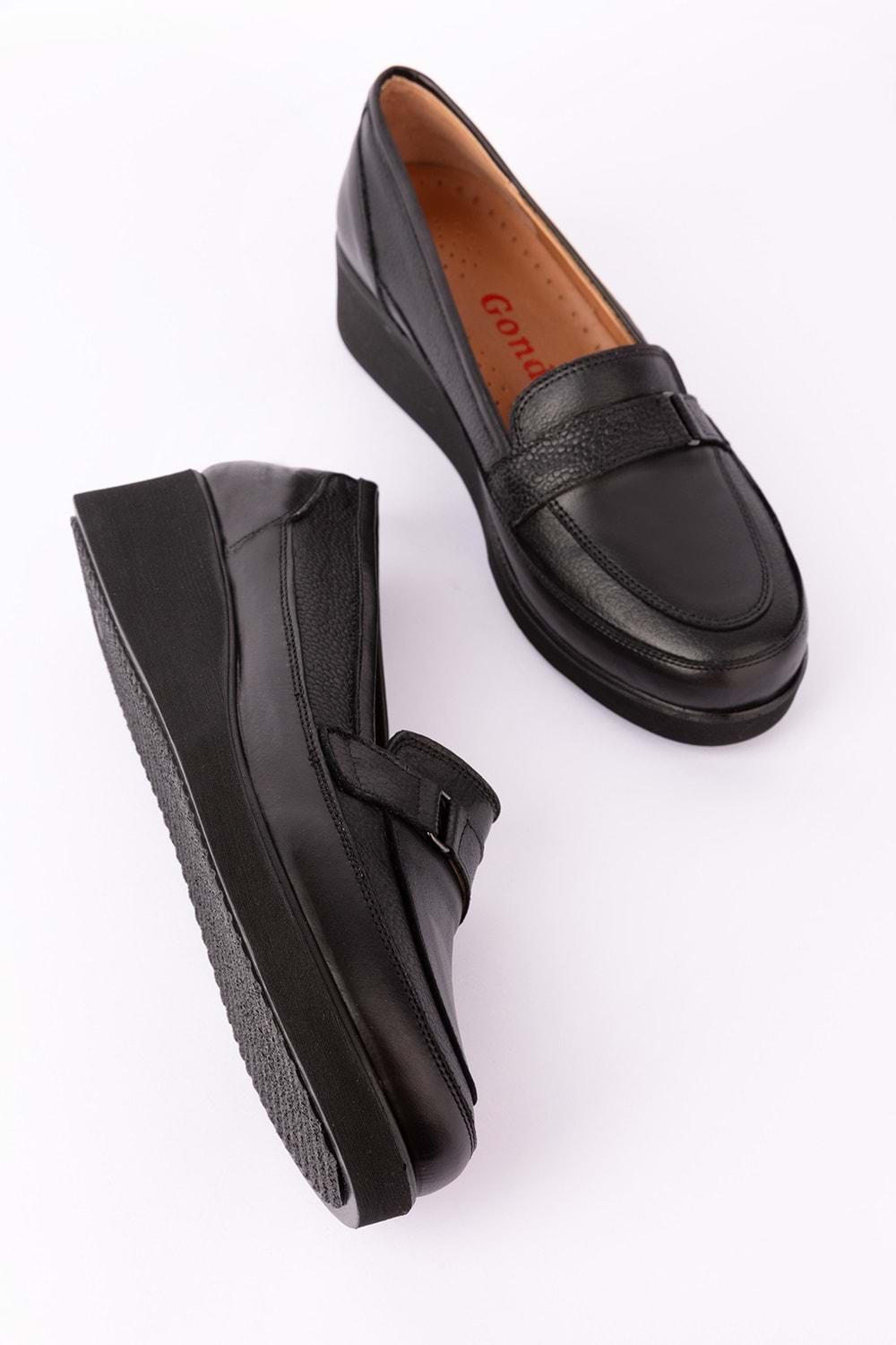 Gondol Hakiki Deri Anatomik Taban Bant Detaylı Rahat Ayakkabı mlk.5508 - Siyah - 36