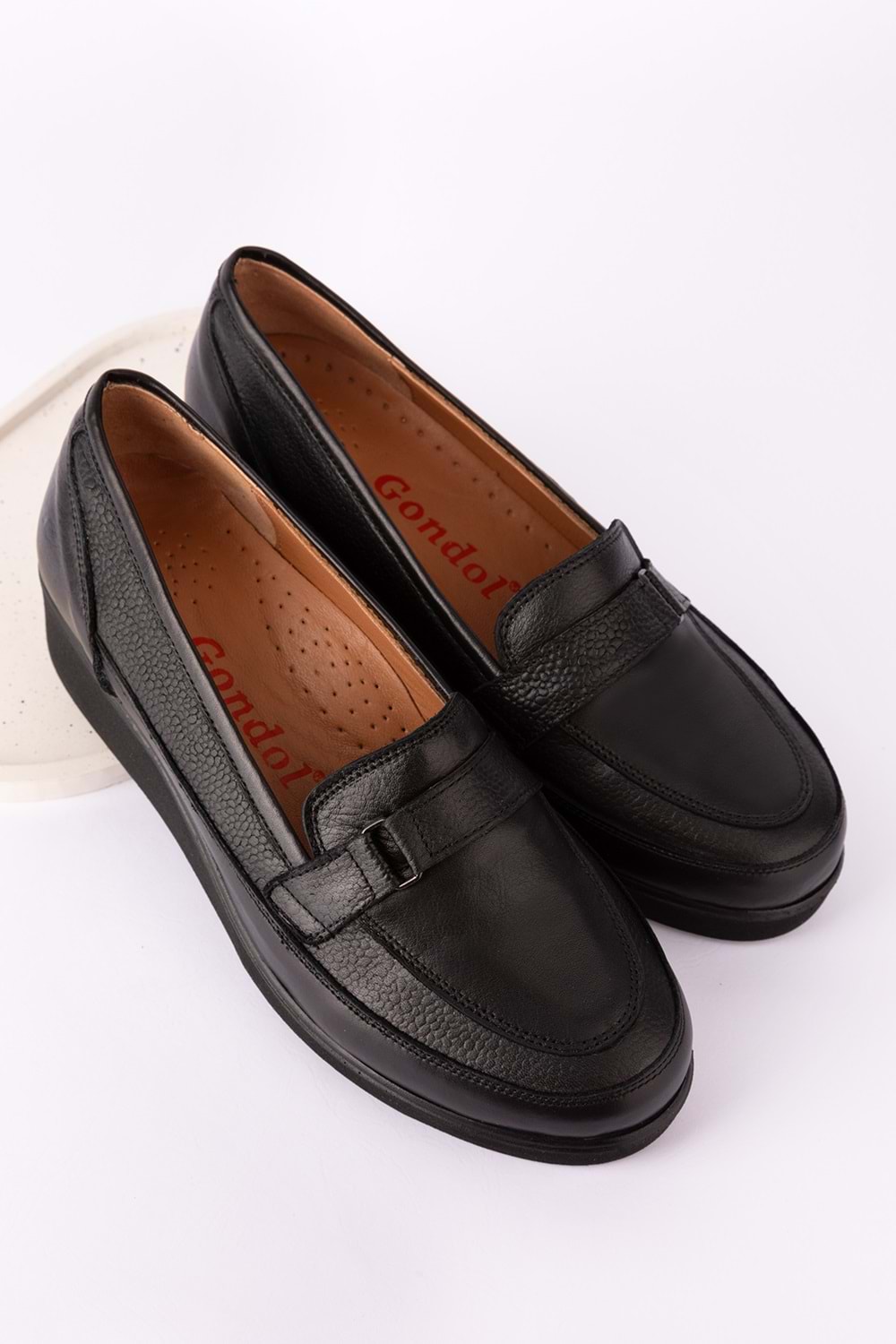 Gondol Hakiki Deri Anatomik Taban Bant Detaylı Rahat Ayakkabı mlk.5508 - Siyah - 36