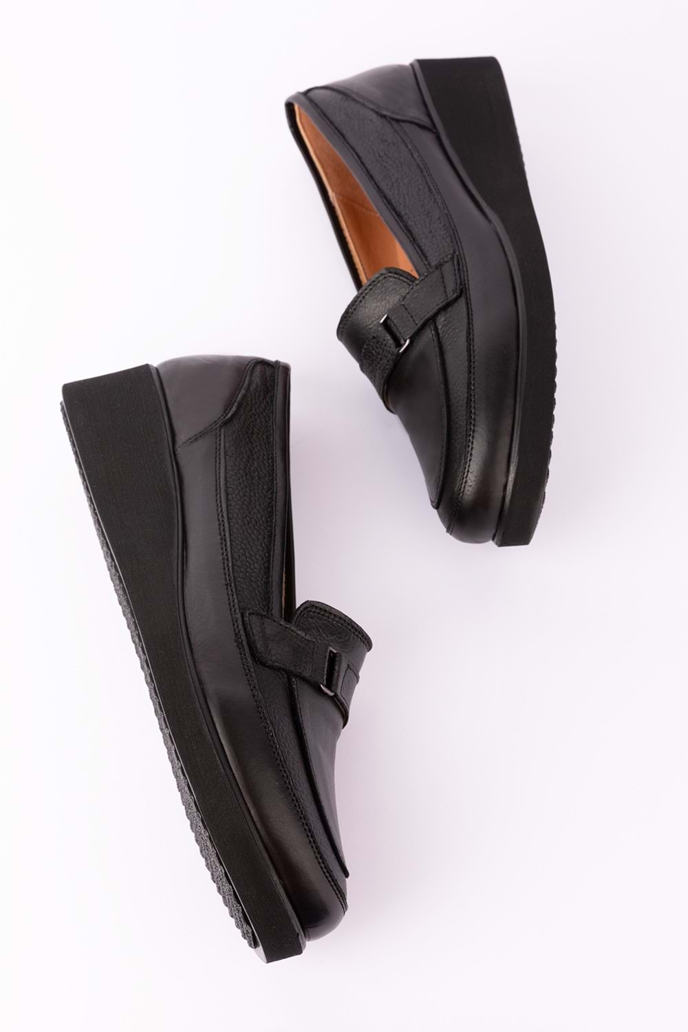 Gondol Hakiki Deri Anatomik Taban Bant Detaylı Rahat Ayakkabı mlk.5508 - Siyah - 36