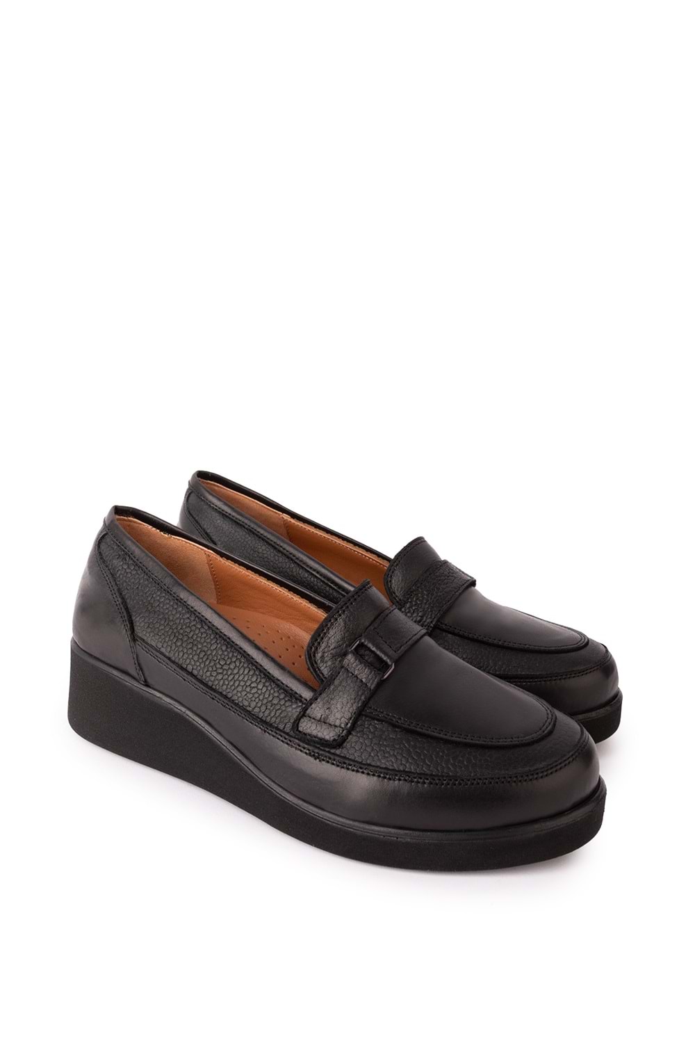 Gondol Hakiki Deri Anatomik Taban Bant Detaylı Rahat Ayakkabı mlk.5508 - Siyah - 36