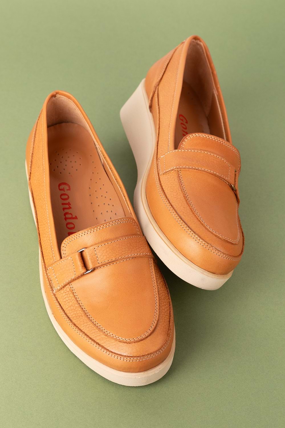 Gondol Hakiki Deri Anatomik Taban Bant Detaylı Rahat Ayakkabı mlk.5508 - Taba - 41