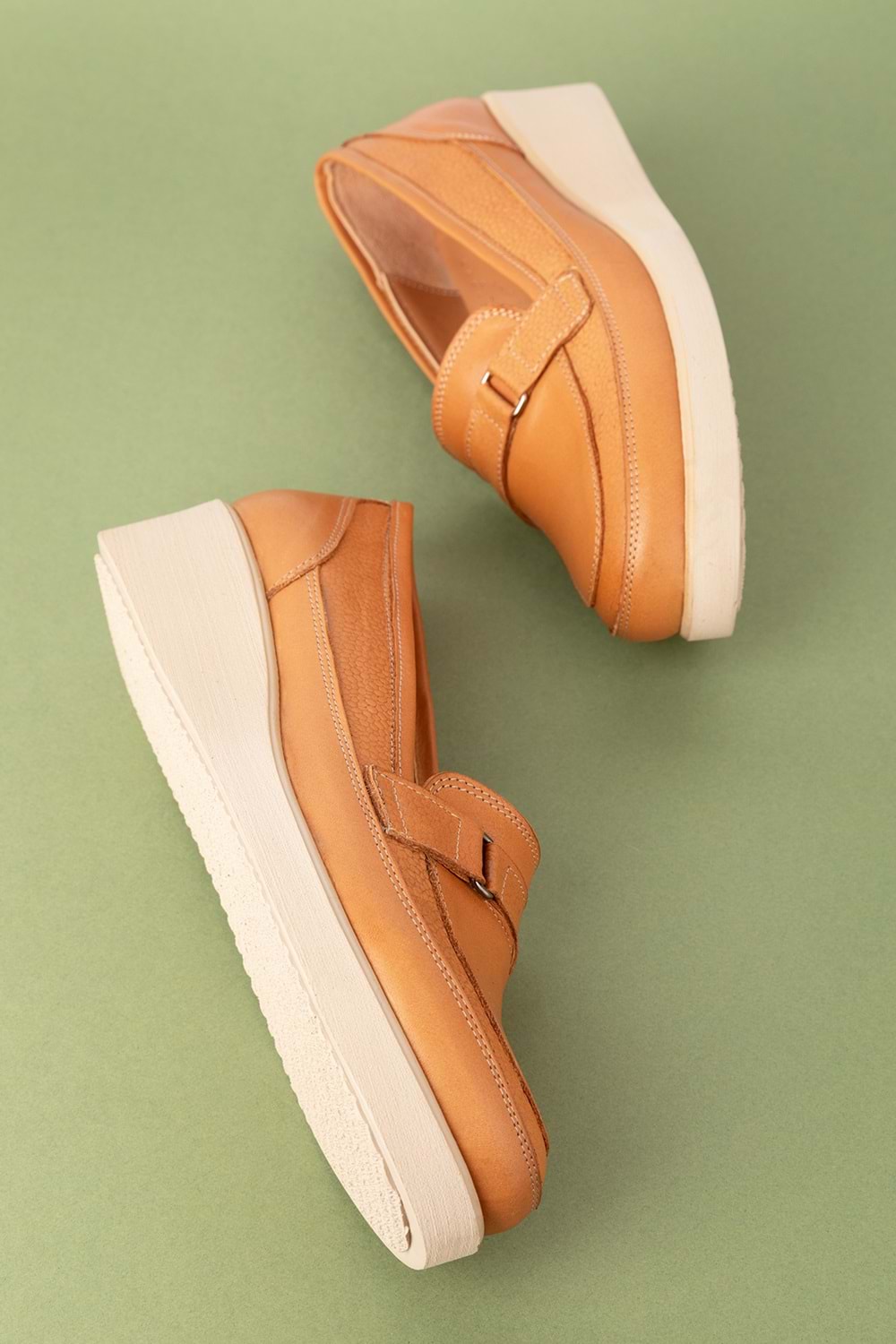 Gondol Hakiki Deri Anatomik Taban Bant Detaylı Rahat Ayakkabı mlk.5508 - Taba - 41