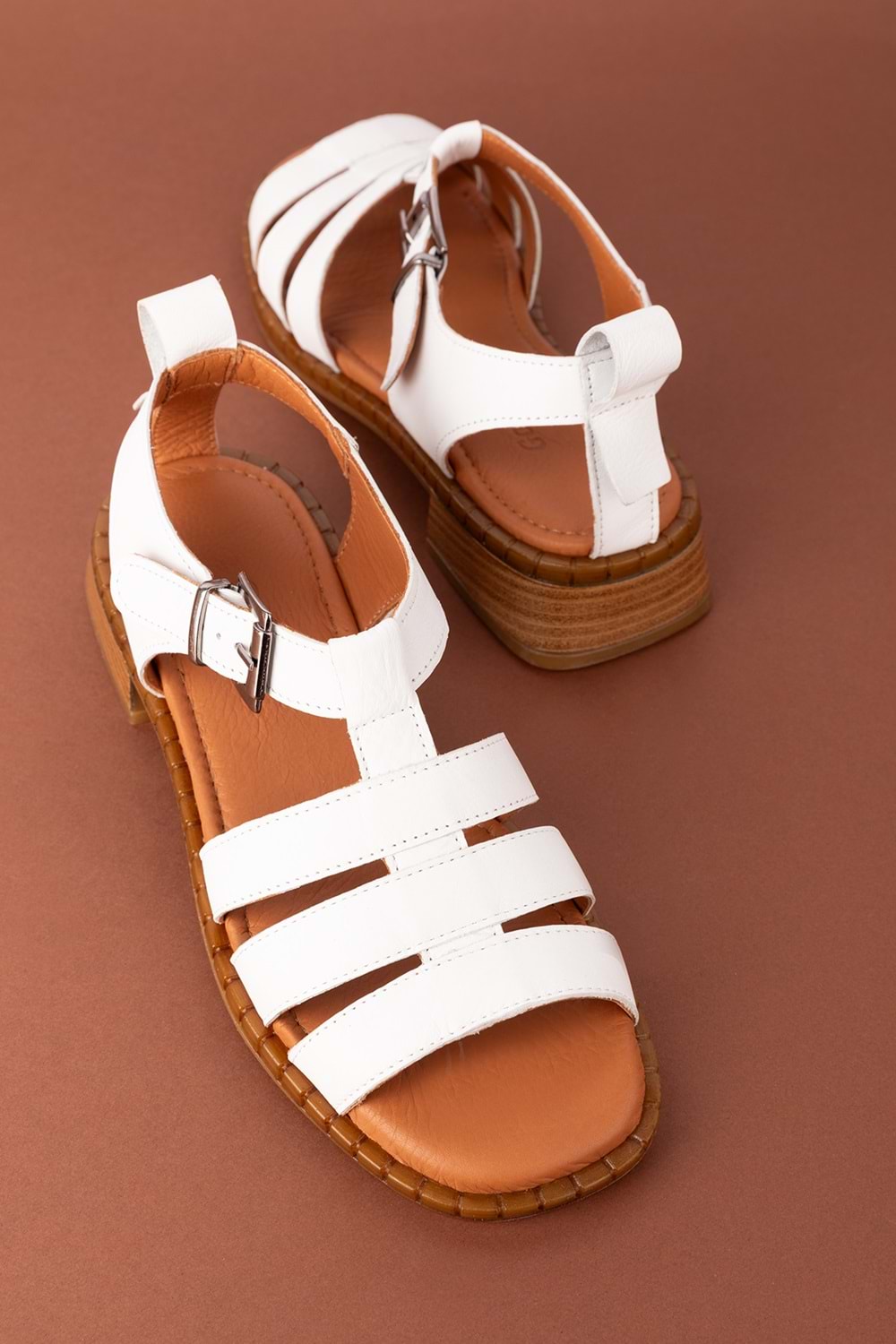 Gondol Kadın Hakiki Deri Rahat Günlük Sandalet byz.271 - Beyaz - 39