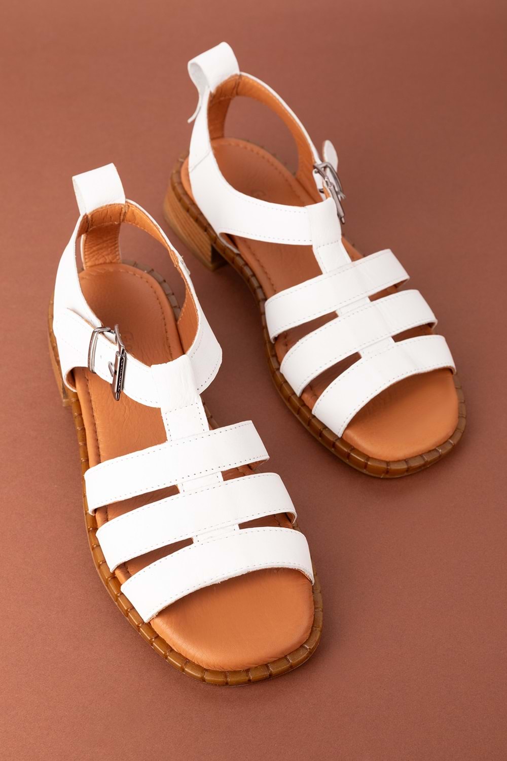 Gondol Kadın Hakiki Deri Rahat Günlük Sandalet byz.271 - Beyaz - 39