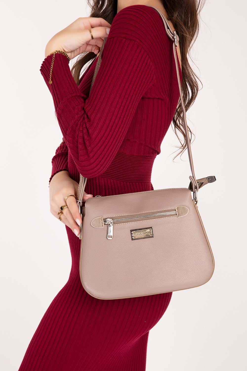 Gondol Kadın Günlük Çapraz Omuz Çantası gp.1336 - Vizon - TEK EBAT