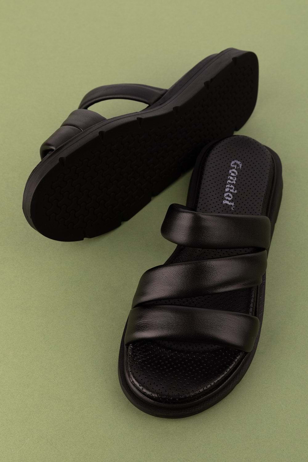 Gondol Kadın Hakiki Deri Rahat Günlük Şık Terlik ayh.45 - Siyah - 41