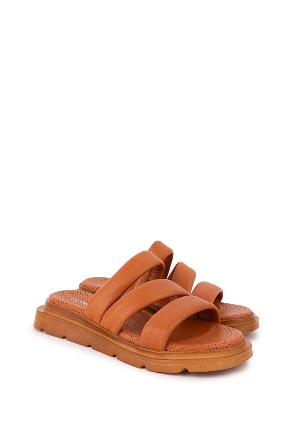 Gondol Kadın Hakiki Deri Rahat Günlük Şık Terlik ayh.45 - Taba - 37