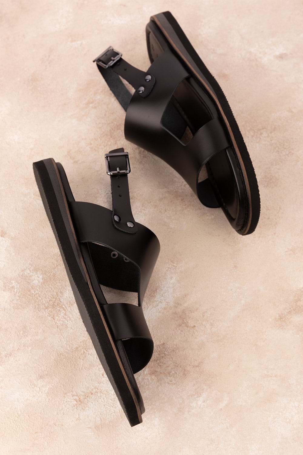 Gondol Kadın Hakiki Deri Renkli Kombin Vaketa Sandalet ayh.407 - Siyah - 40