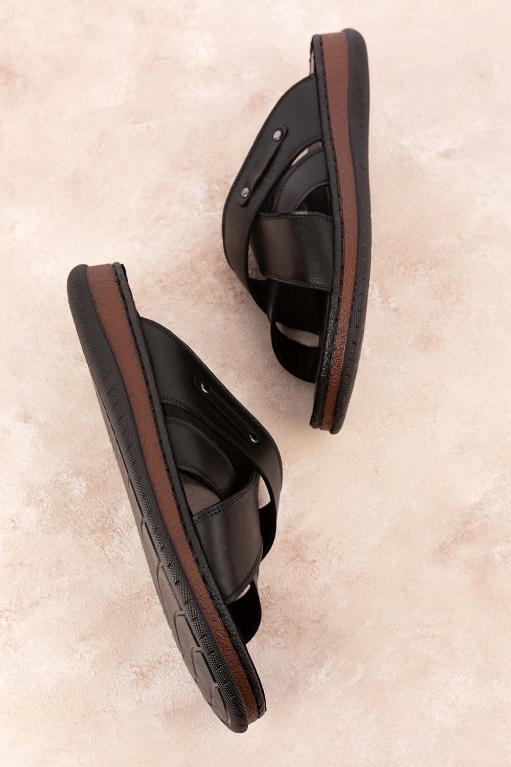 Gondol Erkek Hakiki Deri Rahat Günlük Terlik hkm.12 - Siyah - 45