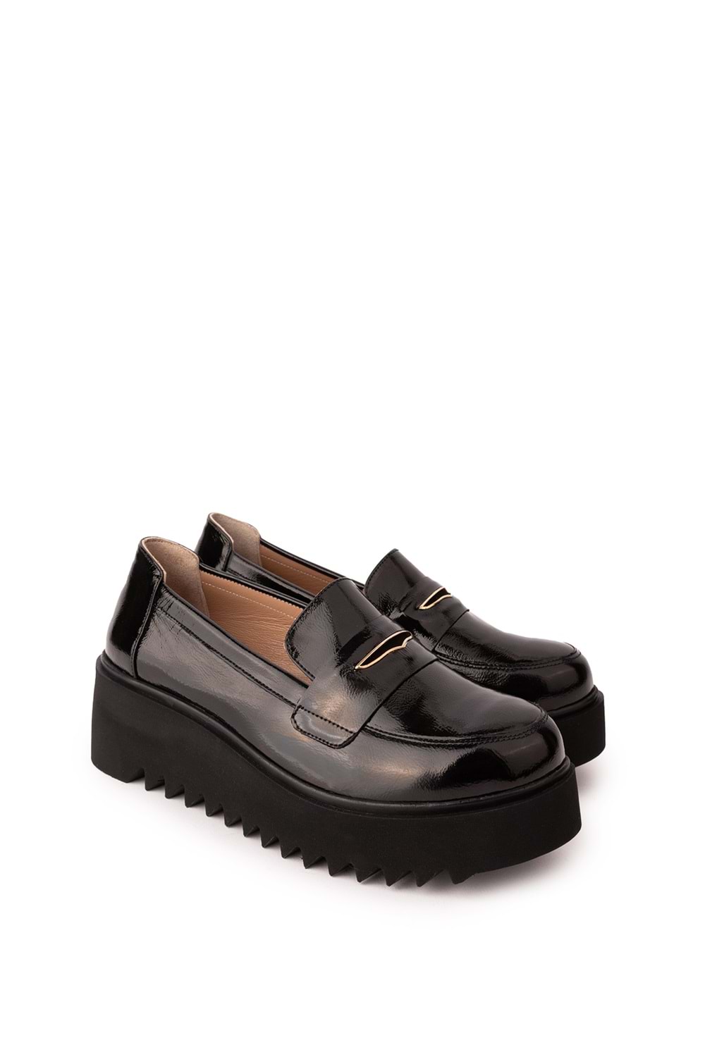 Gondol Hakiki Deri Dolgu Topuklu Şık Ayakkabı ast.8401 - siyah rugan - 40