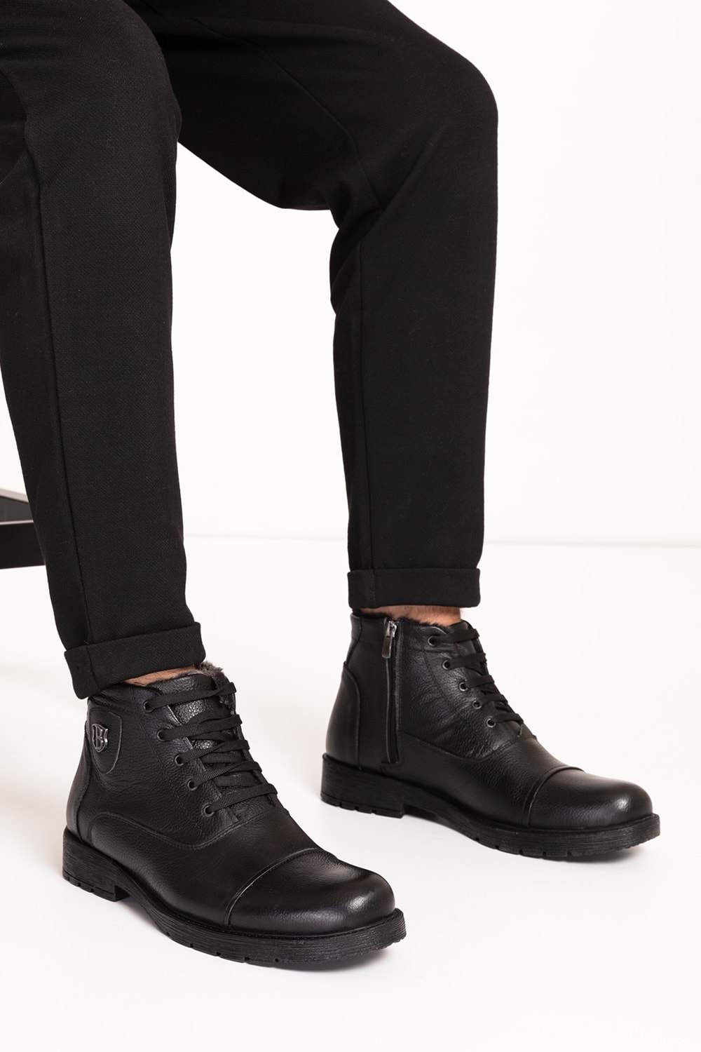 Gondol Erkek Hakiki Deri İçi Kürklü Günlük Bot kn.855 - Siyah - 44