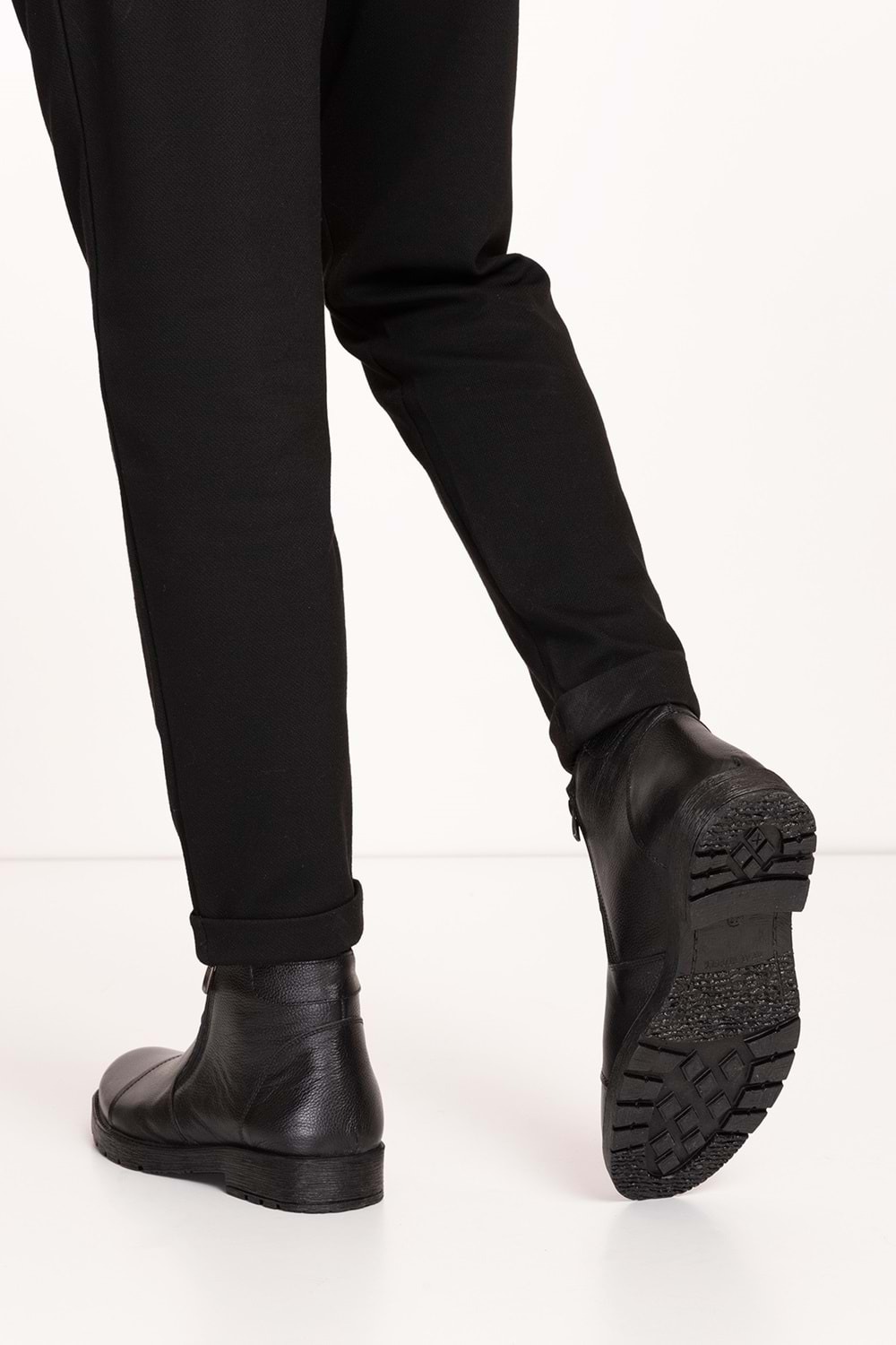 Gondol Erkek Hakiki Deri İçi Kürklü Çift Fermuarlı Günlük Bot kn.755 - Siyah - 44