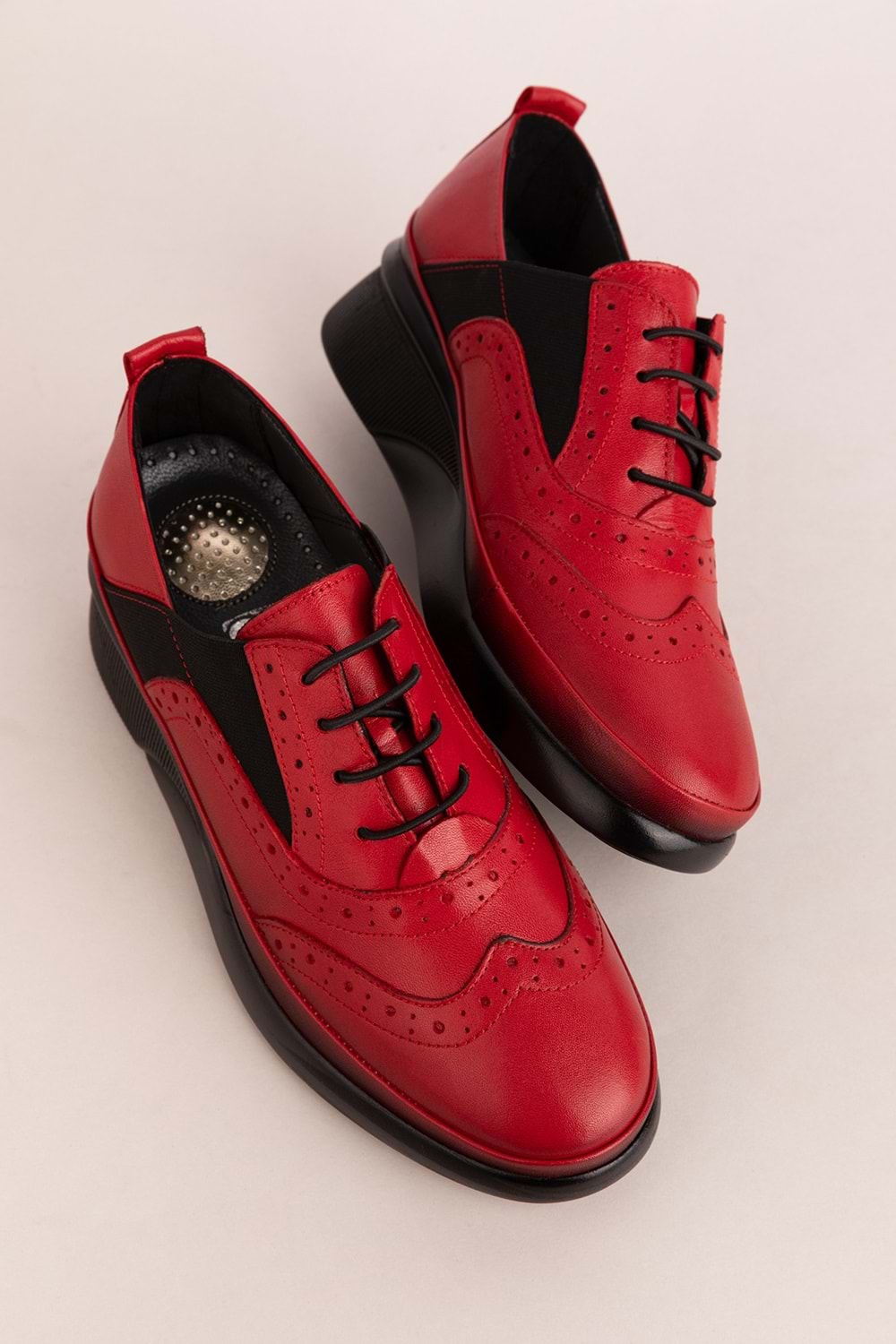 Gondol Hakiki Deri Anatomik Taban Rahat Ayakkabı elnr.3803 - kırmızı - 38