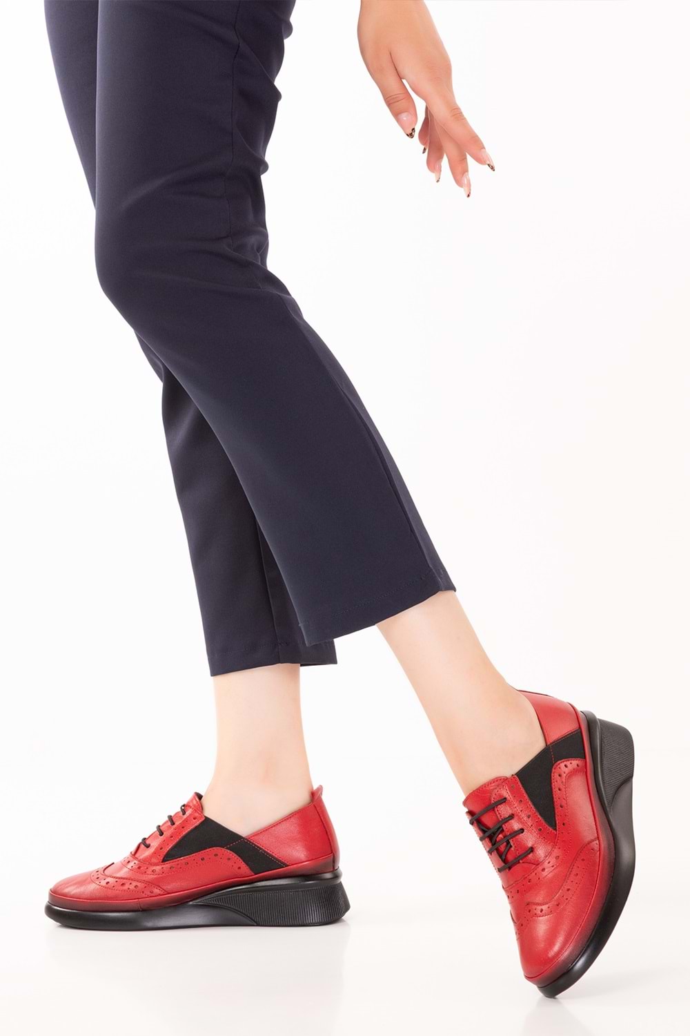 Gondol Hakiki Deri Anatomik Taban Rahat Ayakkabı elnr.3803 - kırmızı - 38