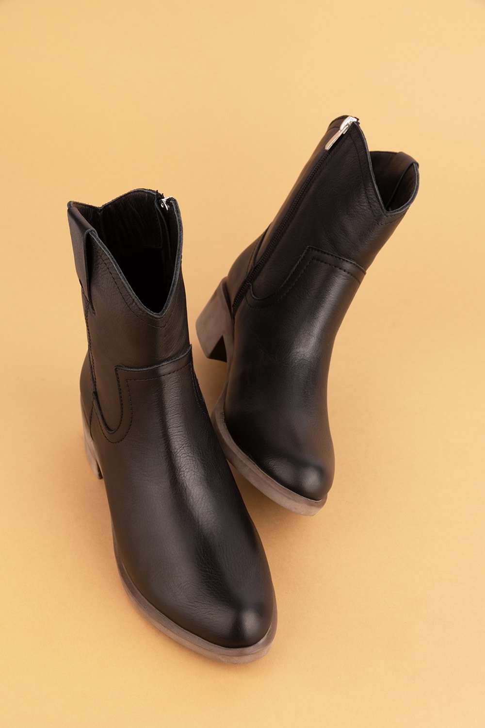 Gondol Kadın Hakiki Deri Western Bot anl.2871 - Siyah - 38