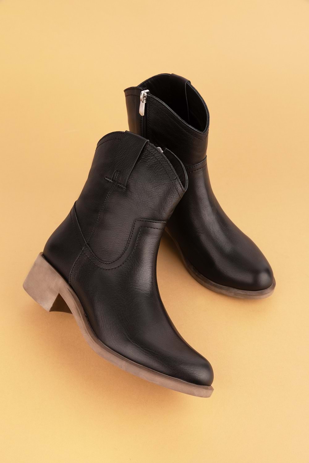 Gondol Kadın Hakiki Deri Western Bot anl.2871 - Siyah - 38